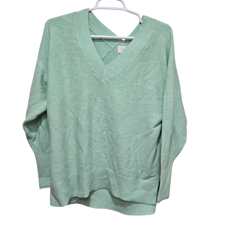 Lou & Grey Mint Green Cotton V Neck Sweater XS